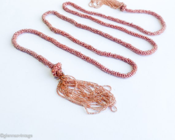 1920s  Pink Glass Bead Necklace | 20s Pink Beads … - image 6