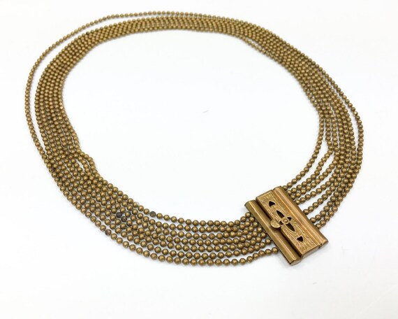 1930s Brass Ball Bearing Necklace | 30s Brass Ball