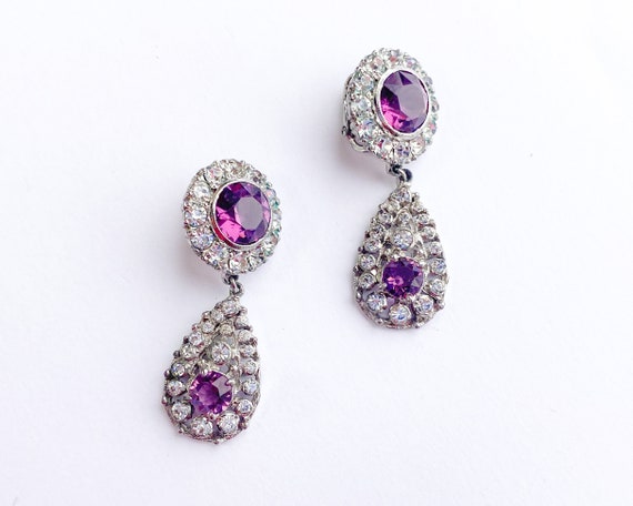 thumbnail image 2 of Crystal Dangle/Drop Blue Costume Earrings For Sale 2 of 11