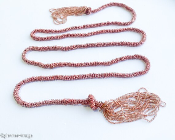 1920s  Pink Glass Bead Necklace | 20s Pink Beads … - image 2