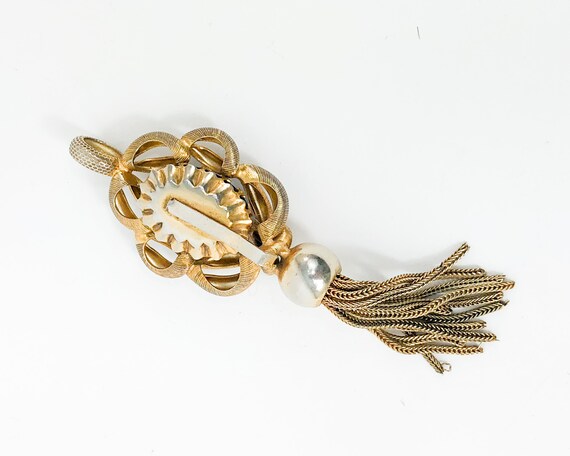 1960s Gold & Black Pendant | 60s Brushed Gold Pen… - image 5