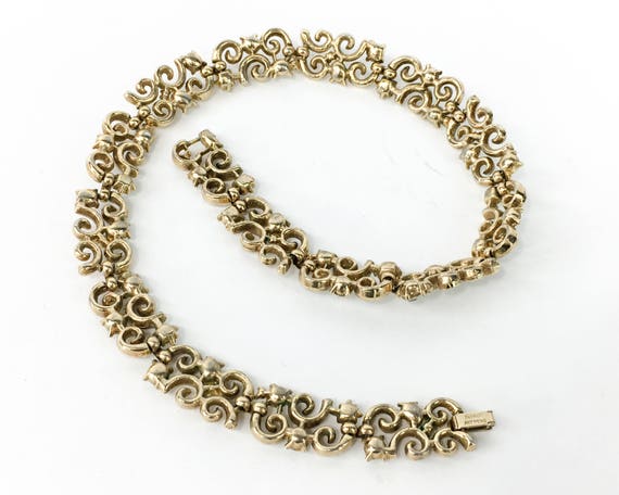 Trifari | 1950s Gold Rhinestone Choker | 50s Gold… - image 5