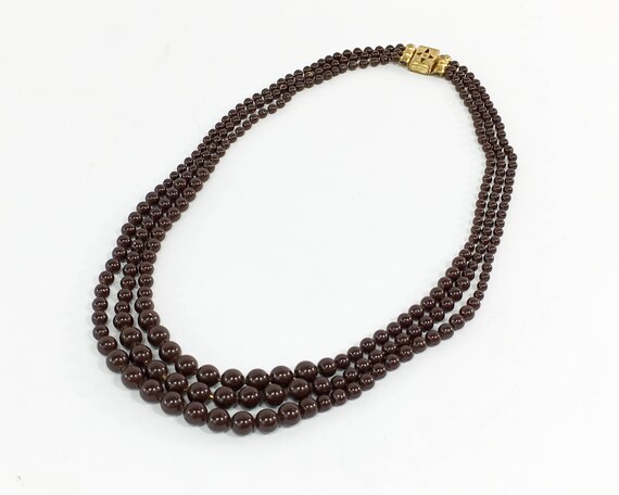 1940s Brown Ball-Bearing Necklace | 40s Brown Ena… - image 3