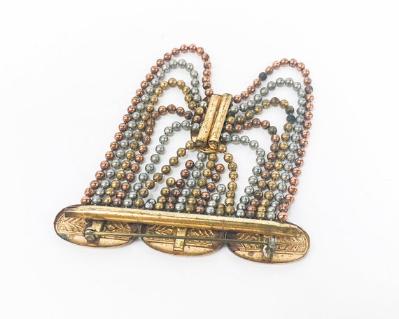 1930s Gold Bar Brooch | 30s Brass Chain Brooch | … - image 5