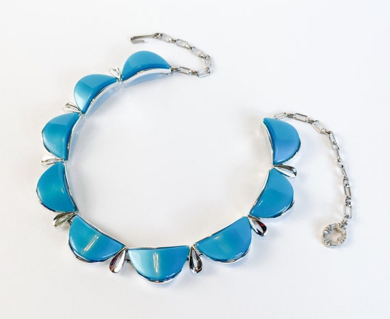 1960s Blue Lucite Necklace | 60s Blue Plastic Nec… - image 1