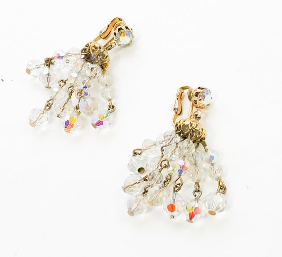 1950s Crystal Chandelier Earrings | 50s AB Crysta… - image 1