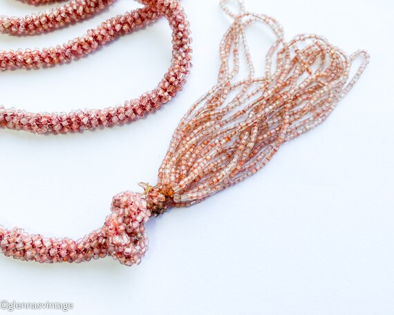 1920s  Pink Glass Bead Necklace | 20s Pink Beads … - image 3