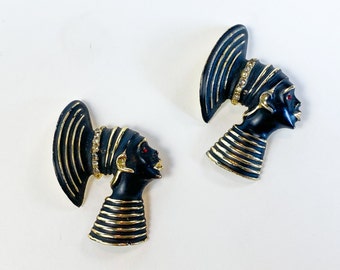 1950s Nubian Princess Pin Set | 50s Nubian Princess Brooch Set