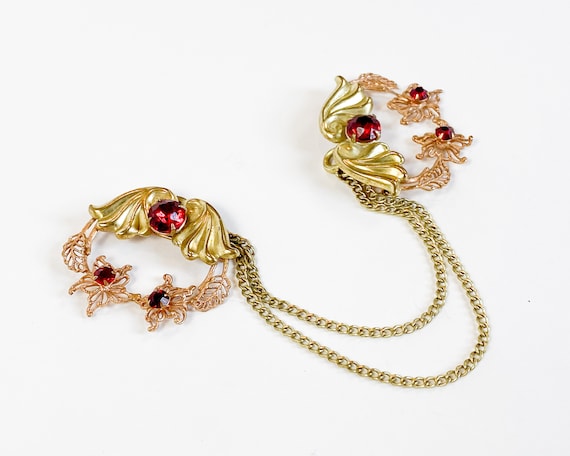 1950s Gold Pin Set | 50s Gold Sweater Guard