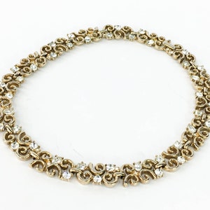 Trifari 1950s Gold Rhinestone Choker 50s Gold & Rhinestone Necklace Trifari image 1