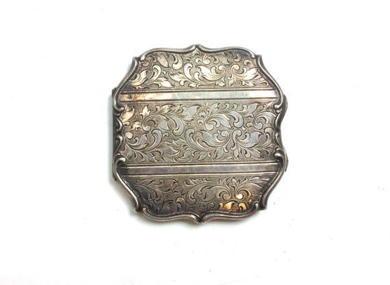 1930s Silver Compact | 30s Art Nouveau Compact | E