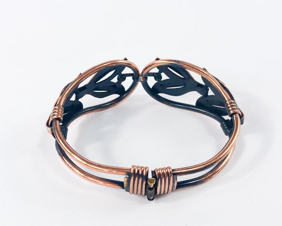 1950s Copper Clamper Bracelet | 50s Copper Flower… - image 6