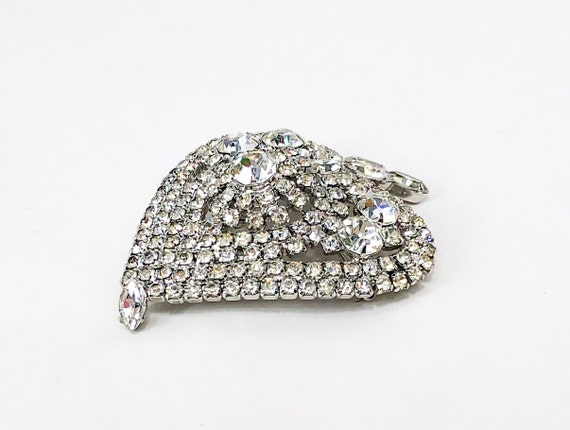 1950s Rhinestone Heart Brooch | 50s Rhinestone He… - image 5