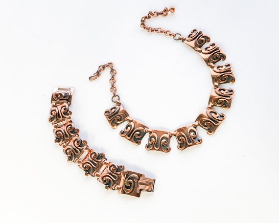 1950s Copper Necklace & Bracelet Set | 50s Copper… - image 2