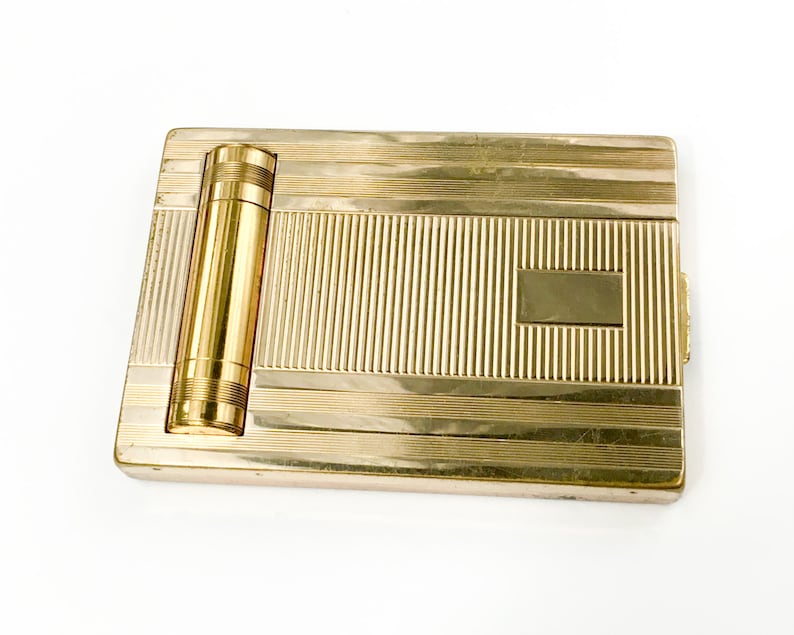 30s 40s Gold Compact Bourjois N.Y. Gold Art Deco Style Compact