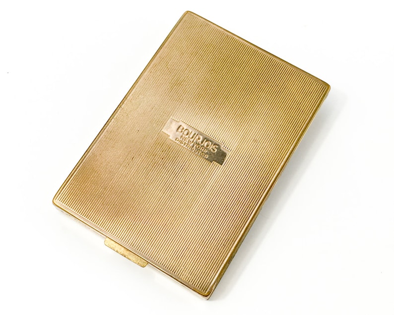 30s 40s Gold Compact Bourjois N.Y. Gold Art Deco Style Compact