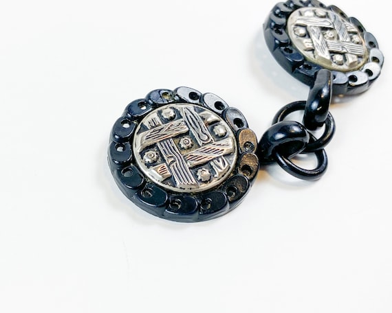 1930s Silver & Black Coat Buckle Vintage Celluloi… - image 2