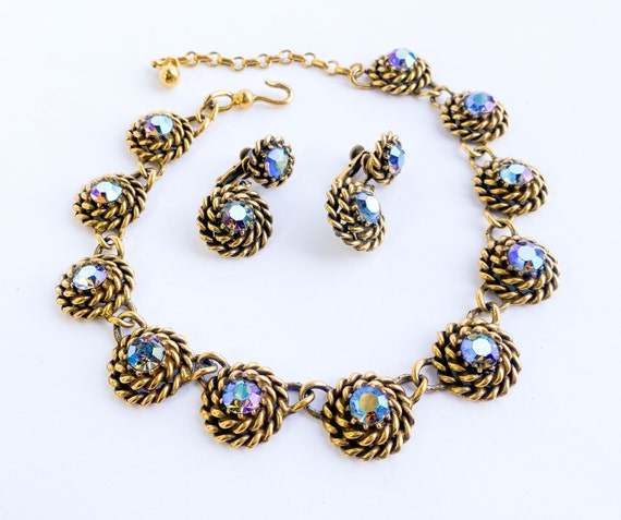 Coro | 1950s Rhinestone Evening Necklace Set | 50… - image 1