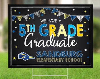 Sandburg Elementary School (CUSD200 - Wheaton, IL) 5th Grade Graduate 18x24" Double-Sided Yard Sign