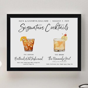 Personalized Signature Drinks Artwork (Fully Customized Digital Download OR Framed Print)