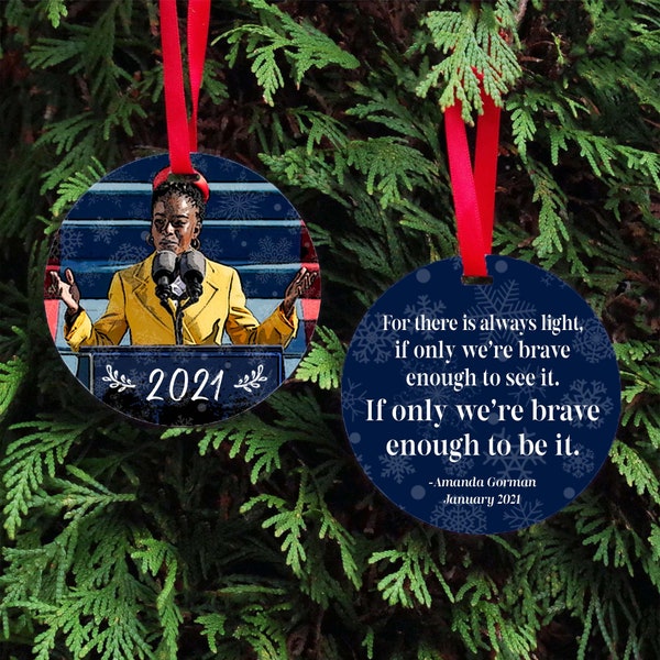 2021 Amanda Gorman "The Hill We Climb" Quote Acrylic 3" Christmas Ornament