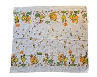 Vintage 70's Toddletime Sesame Street Big Bird Receiving Blanket
