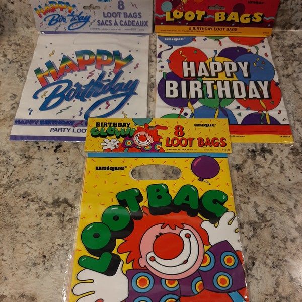 Vintage Birthday Loot Bags Grab Bags Goodie Bags Party Favor Bags