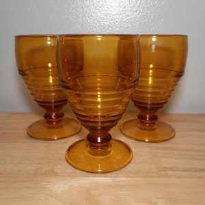 Vintage Amber Footed Drinkware Glassware