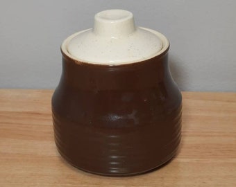 Vintage Brown Ceramic Sugar Jar