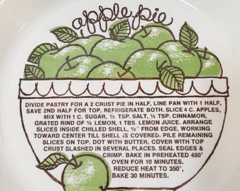 Vintage 11" Apple Pie Recipe Pie Dish Pie Plate