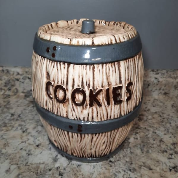 Barrel Cookie Jar Etsy