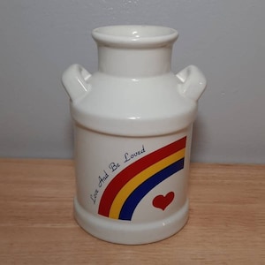Vintage Rainbow Love And Be Loved Ceramic Butter Churn Decor
