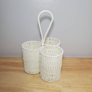 Wicker Utensil Caddy Carrier Small Kitchen Utensil Holder Flatware Caddy  for Your Kitchen Countertop Practical Utensil Caddy With Handle 
