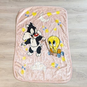 1999 Tweety Sylvester Pink Baby Blanket RARE Etsy