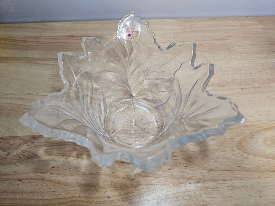 Vintage Candy Dish Clear Cut Glass Bowl w/ Lid Hearts Diamonds & Fleur De Lis