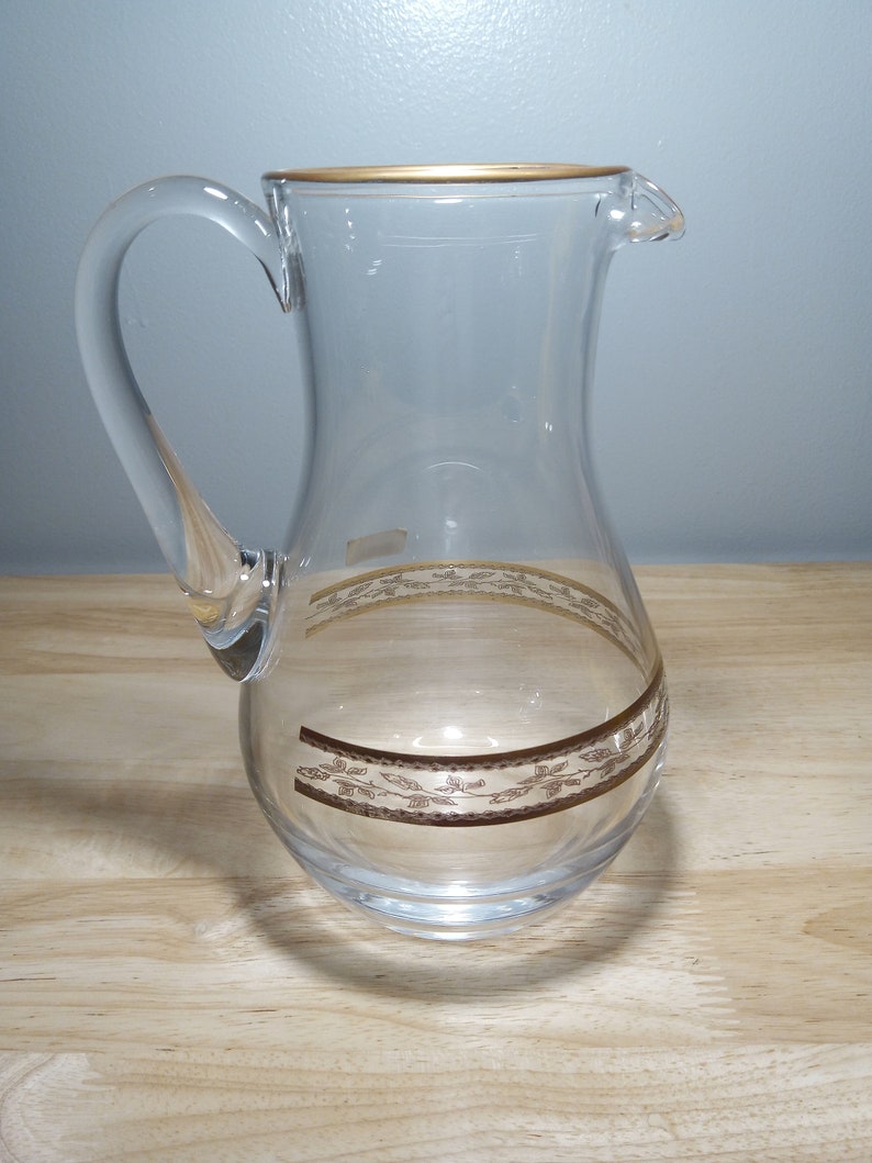 Vintage MCM Bohemia Crystalex Glass Pitcher image 1