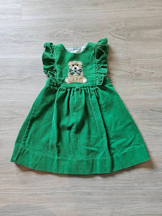 Vintage 80's Samara Brothers Green Corduroy Girls 