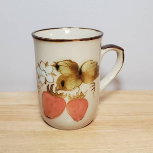 Vintage Strawberries Stoneware Coffee Mug Coffee Cup