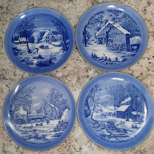 Vintage Currier And Ives Plates