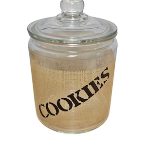 Vintage Anchor Hocking Glass Cookie Jar Burlap Pattern