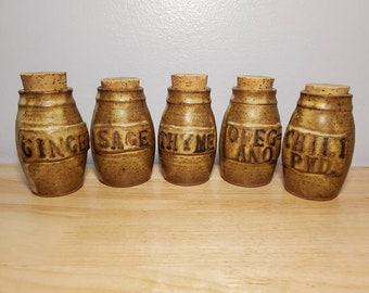 Vintage Spice Jars with Cork Lid