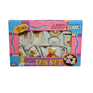 Vintage 90's Porcelain Teddy Bear Mini Tea Set