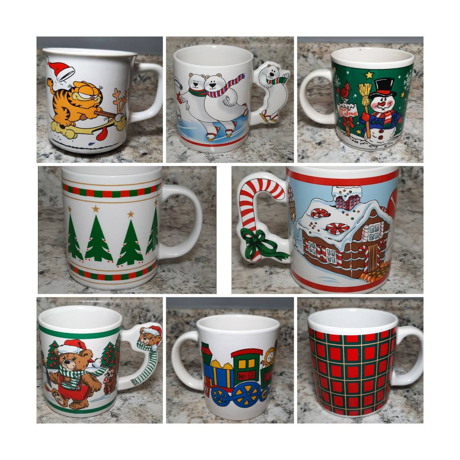 Vintage Christmas Ceramic Coffee Mugs Lot of 2