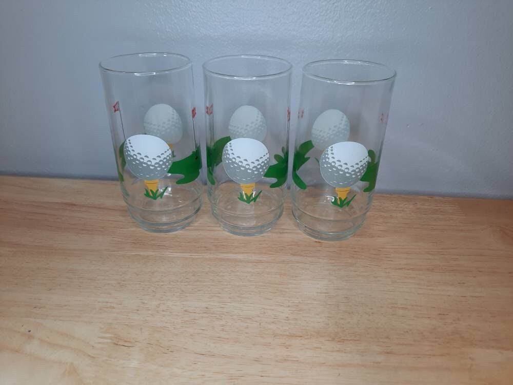 Vintage Indiana Glass Golf 19th Hole 16oz Glass Drinkware Tumblers - Etsy