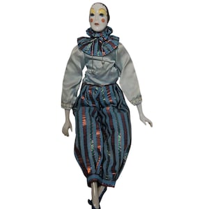 Vintage Pierrot Harlequin Boudoir Clown Collectible Doll