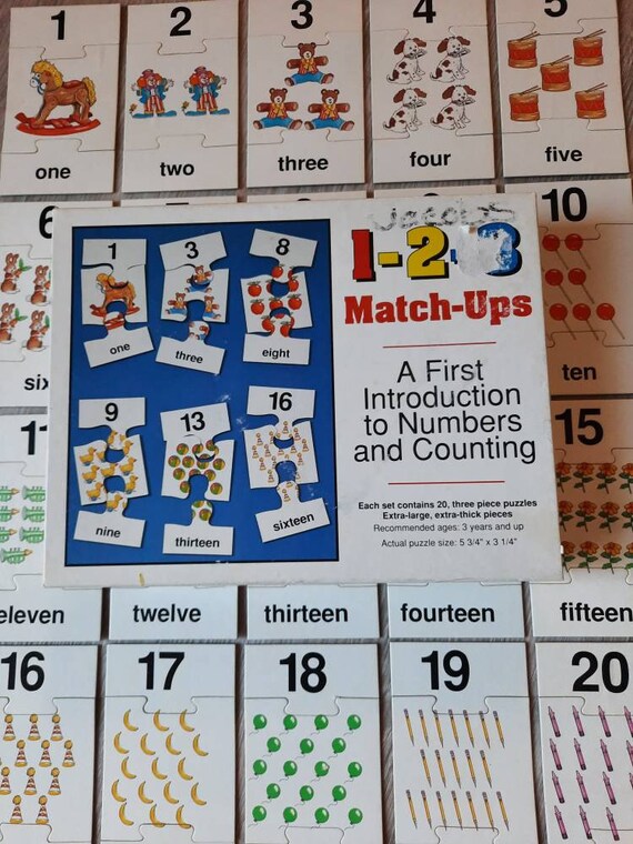 Vintage 123 Match-ups Children's Puzzle - Etsy