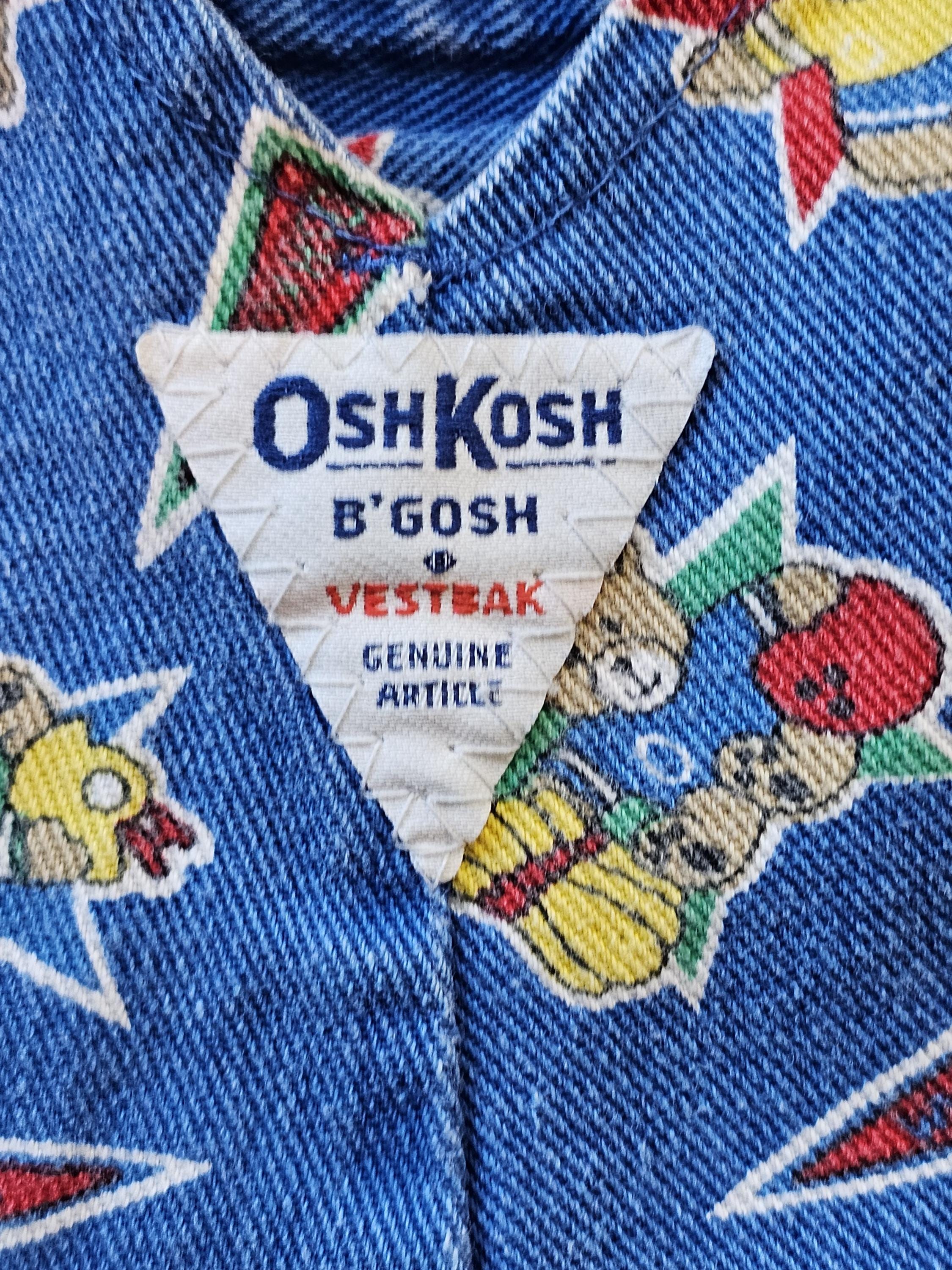 Vintage Oshkosh B'gosh Vestbak Teddy Bear Sports Baby 6/9mo Blue