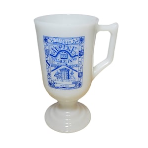 Vintage Las Vegas Alpine Inn Coffee Pedestal Milk Glass Irish Coffee Mug