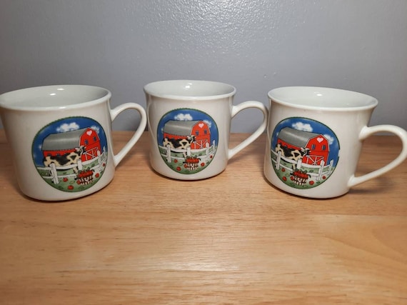 Vintage Gibson Housewares Country Cow 8oz Ceramic Coffee Mugs Farmhouse Mugs  Set of 3 - Etsy