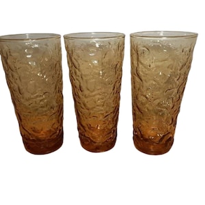 Vintage Amber Glass Tumblers Drinkware